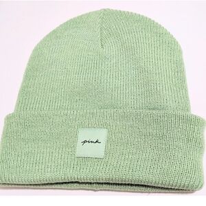 Nip luxury VS nature light green beanie hat mini pink logo limited ed htf